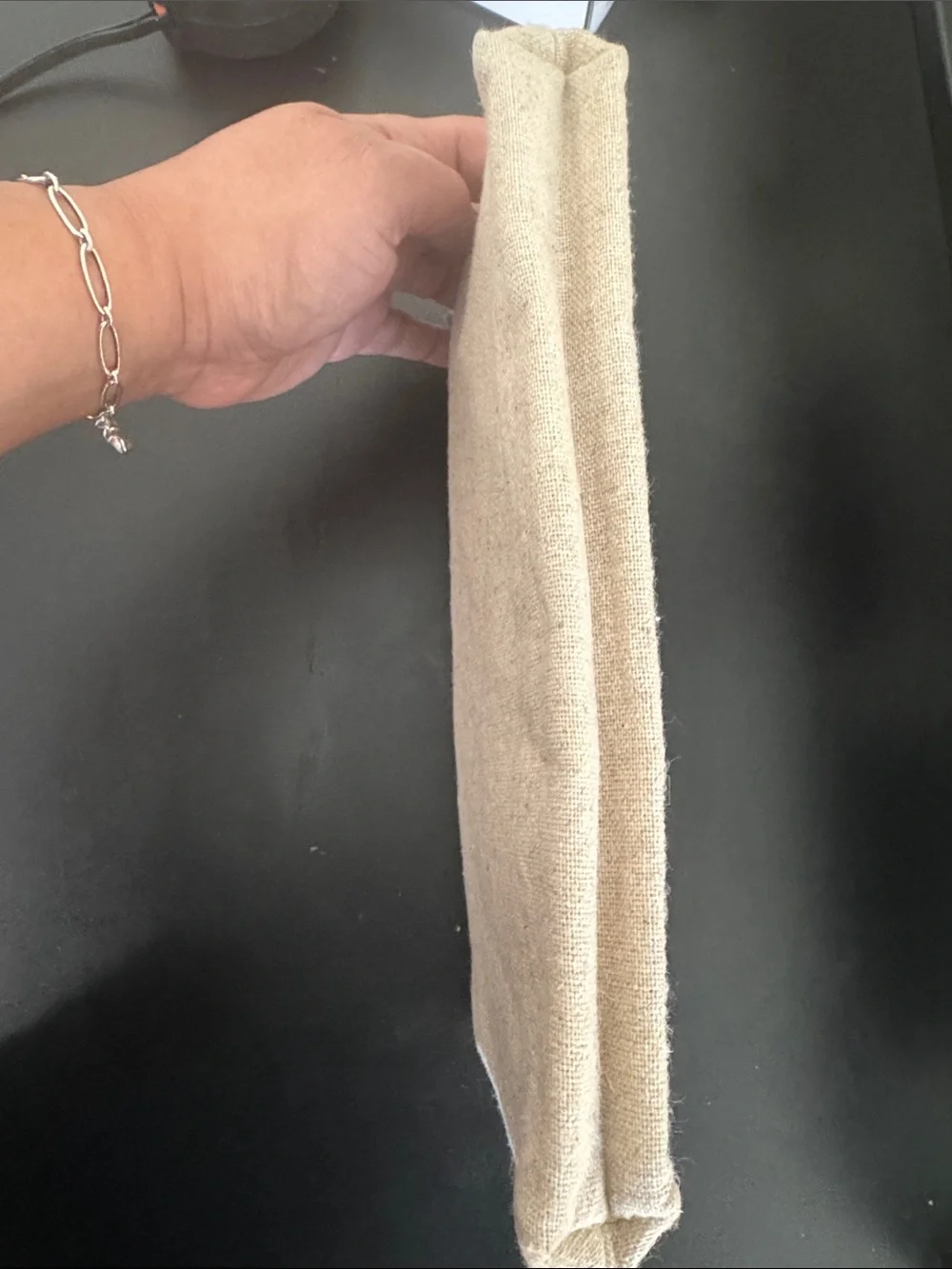 NWOT Dior Beige Linen Makeup Pouch/Clutch  with Logo Pull